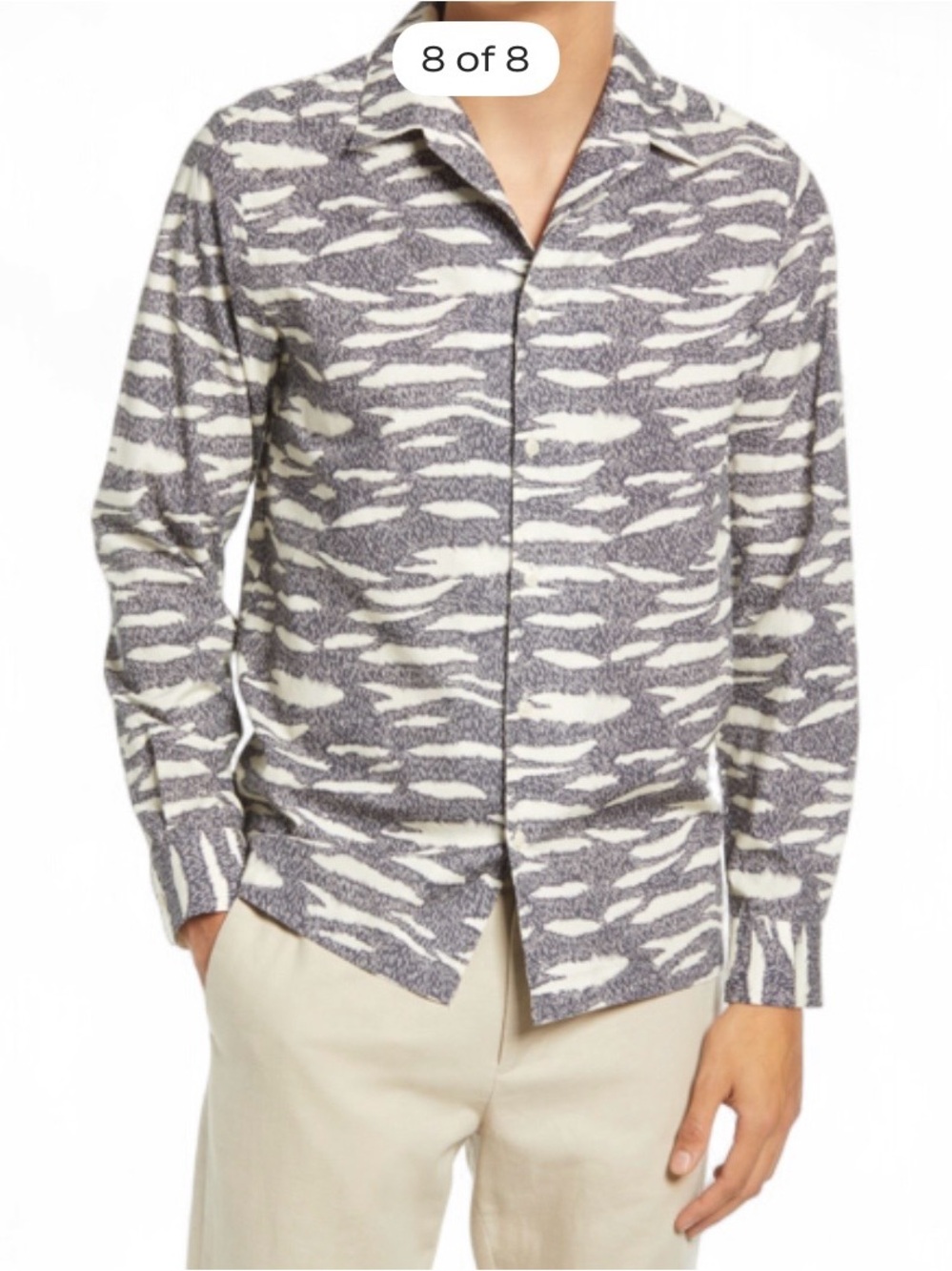 Ted Baker London Men's "Annex" Zebra Stripe Shirt Size 7 Long Sleeve Button Up
